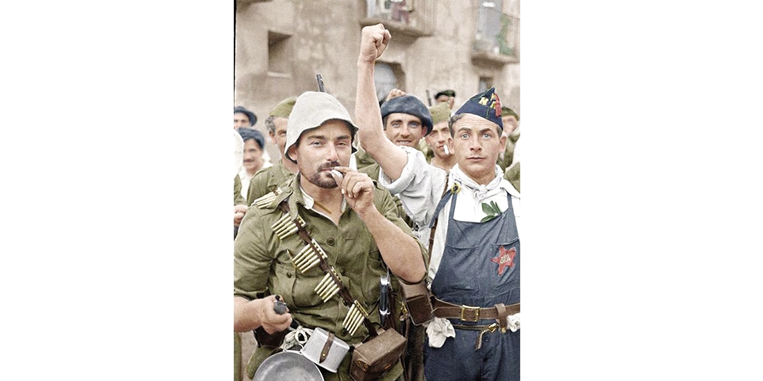 Fuerzas leales a la República posicionadas en el frente de Aragón (12 de septiembre de 1936).