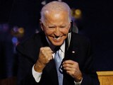 Joe Biden Presidente electo de EU, anoche en Delaware, tras su discurso de victoria.