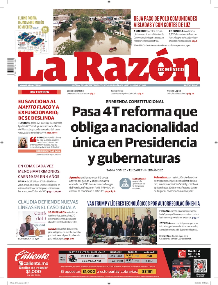 La Razón 30 de septiembre 2026