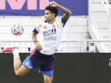 Luis Díaz y sus compañeros en el entrenamiento de ayer, en Estados Unidos.