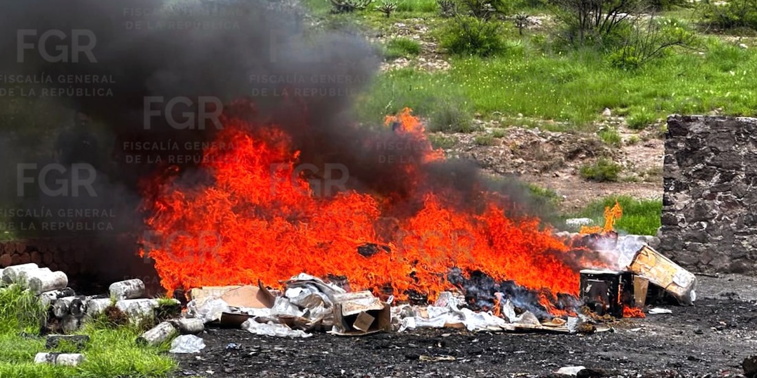 Destrucción de droga encabezada por la FGR en instalaciones del Ejército Mexicano.