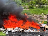 Destrucción de droga encabezada por la FGR en instalaciones del Ejército Mexicano.