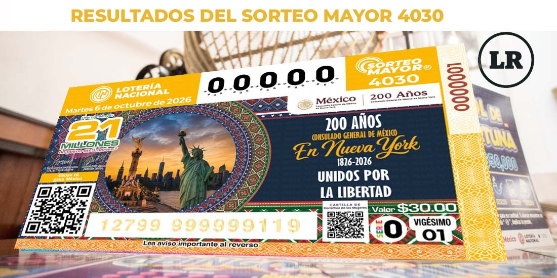 Resultados Sorteo Mayor 4030 del 6 de octubre de 2026 de Lotería Nacional.