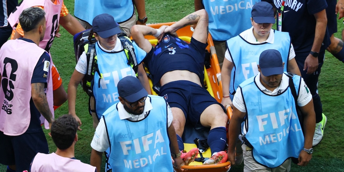 Manuel Ugarte sale lesionado en el Uruguay vs España, de la Copa del Mundo 2026