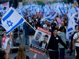 Manifestación en favor de liberación de rehenes israelíes.