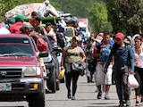 Migrantes centroamericanos en su recorrido hacia EU.