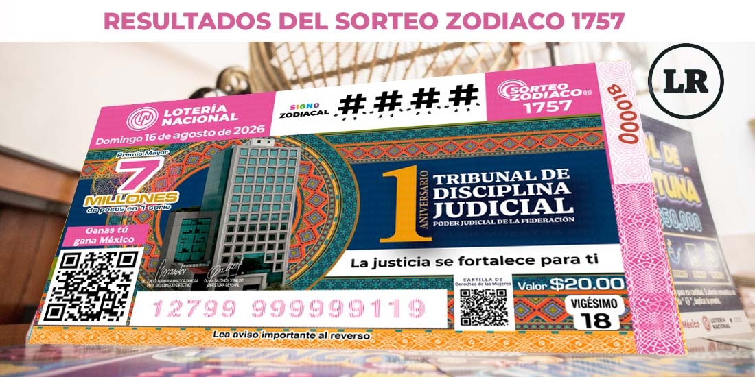 Resultados Sorteo Zodiaco 1757 del 16 de agosto del 2026 de Lotería Nacional.