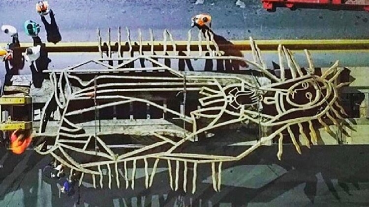 La escultura original en acero, recuperada.