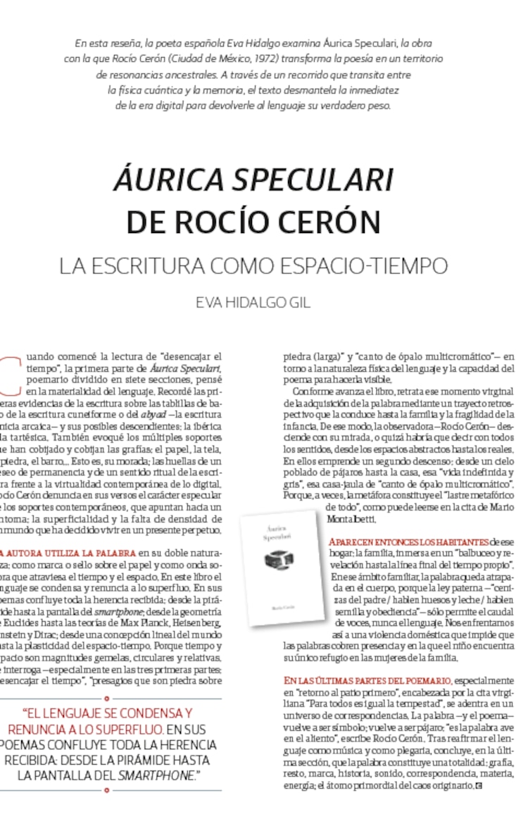 Áurica speculari de Rocío Cerón, la escritura como espacio-tiempo