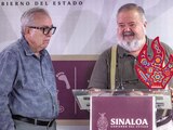 El Gobernador Rubén Rocha (izq.) con David Moreno, ayer en conferencia.