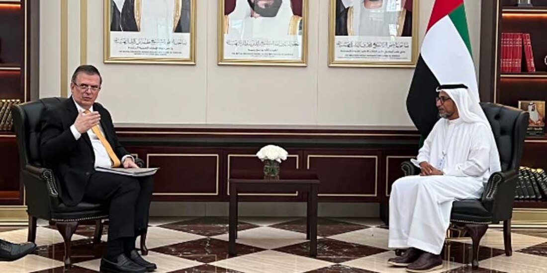 El secretario de Relaciones Exteriores, Marcelo Ebrard Casaubon, quien encabezó una delegación mexicana de empresarios en Abu Dabi
