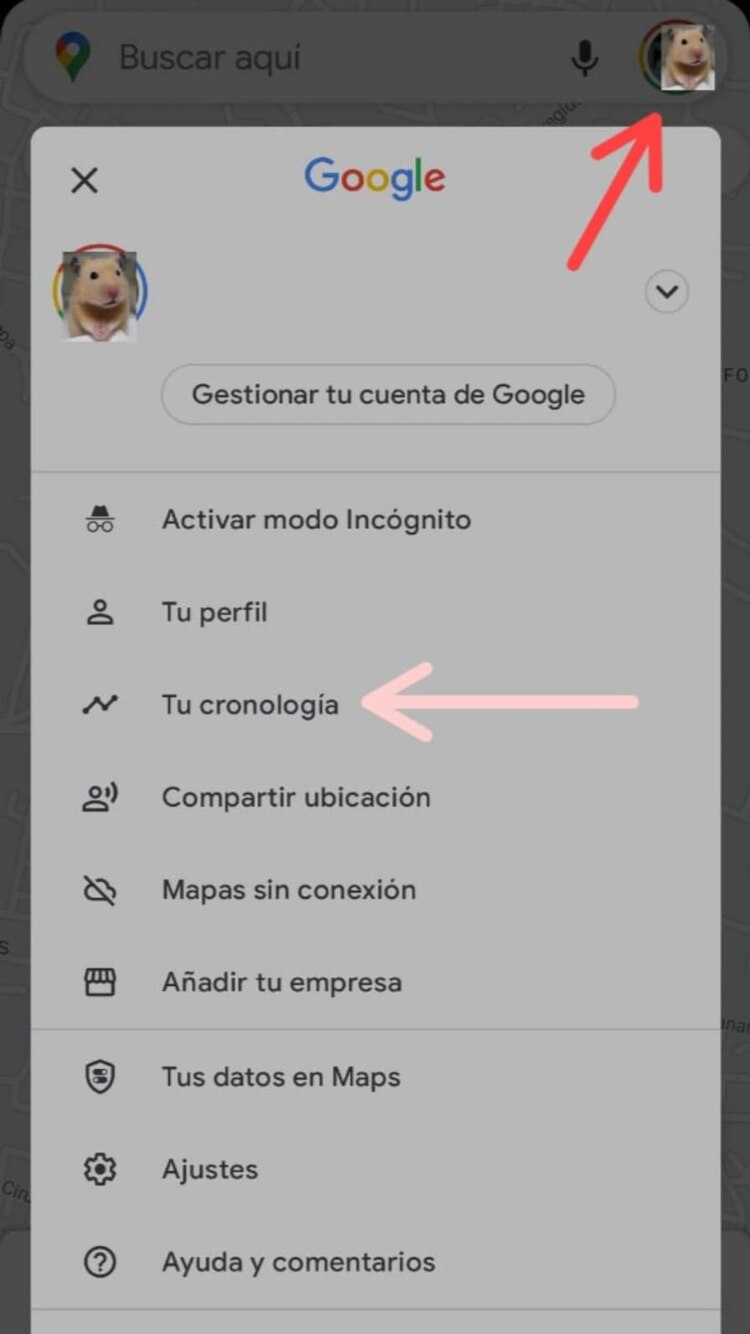 Pasos para ver tu Cronología de Google Maps.