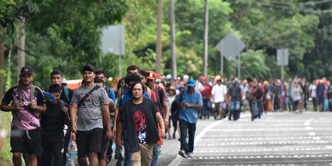 Personas en éxodo en Tapachula, Chiapas, el pasado 20 de noviembre.