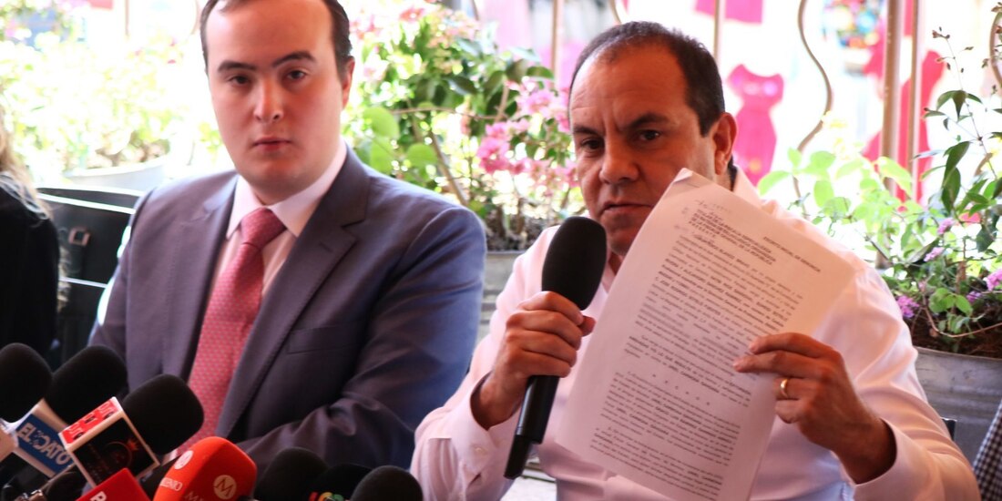 El exgobernador de Morelos Cuauhtémoc Blanco, en conferencia de prensa.