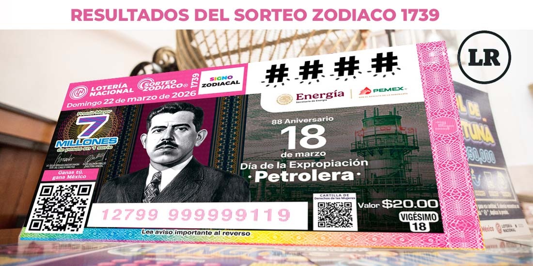 Resultados Sorteo Zodiaco 1739 del 22 de marzo del 2026 de Lotería Nacional.