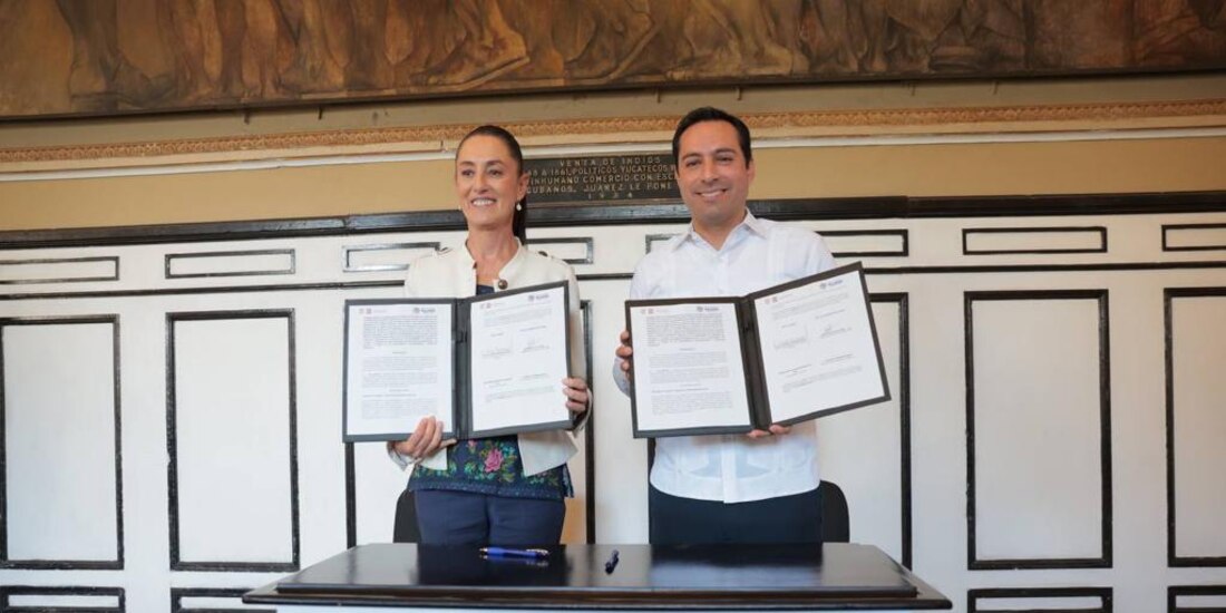 Claudia Sheinbaum Pardo, jefa de gobierno de la Ciudad de México y el gobernador de Yucatán, Mauricio Vila Dosal.