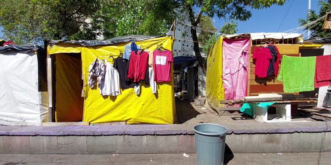 Refugio improvisado en “la pequeña Venezuela”, en CDMX, ayer.