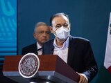 Alfonso Durazo durante una conferencia del presidente López Obrador.