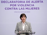 Marcela Figueroa Franco, subsecretaria de Desarrollo Institucional en la Secretaría de Seguridad Ciudadana; presentando el Informe de Resultados de la Alerta por Violencia contra las Mujeres.