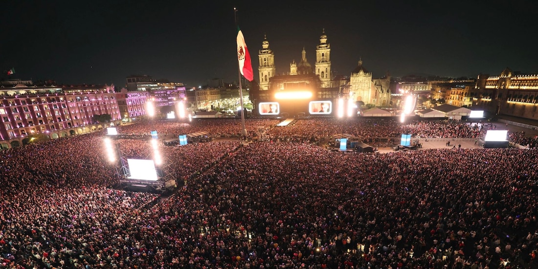 Estiman 400 mil personas en el concierto de Shakira en el Zócalo de la Ciudad de México.