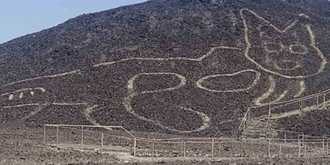 Figura de gato en Nasca, Perú