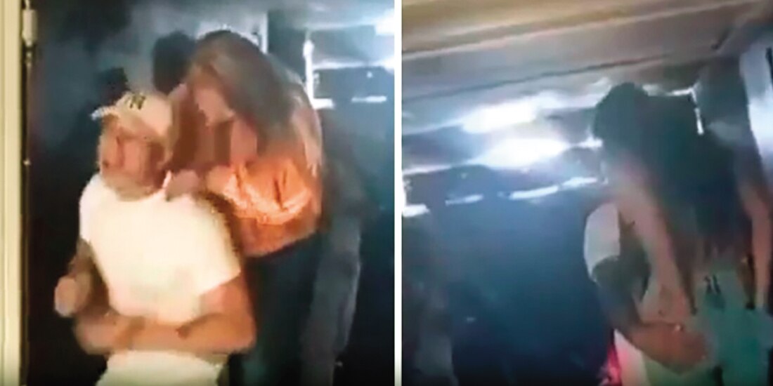 La grabación muestra imágenes de los internos, acompañados por mujeres.