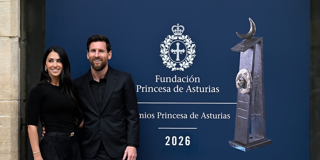 Lionel Messi, con su esposa, llegan al Premio Princesa de Asturias de los Deportes 2026