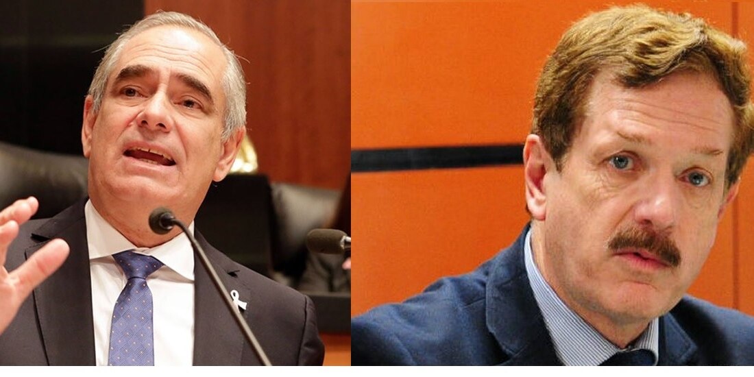 Los coordinadores del PAN, izq. Julen Rementería, del Senado; der. Romero Hicks, de la Cámara de Diputados. 