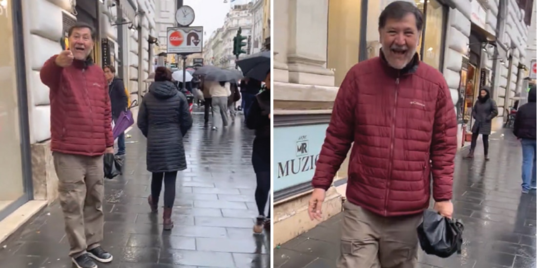 EL SENADOR Gerardo Fernández Noroña, ayer, en Italia.