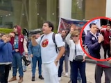 Trabajadores del IMSS confrontan a Jorge Romero en campamento