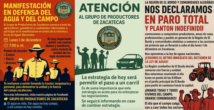 Convocatorias de bloqueos carreteros en Zacatecas
