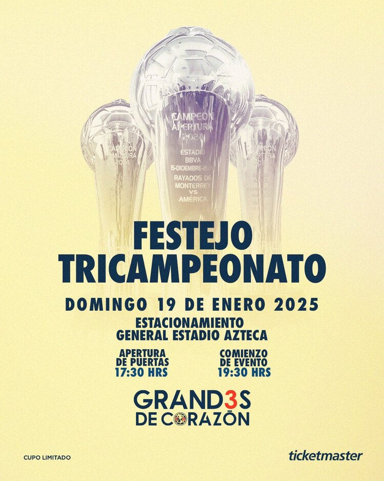 El Club América celebra un gran festejo de Tricampeonato.