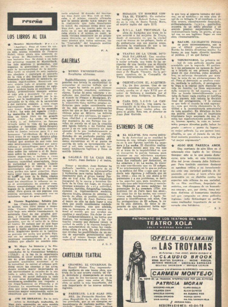 “Cartelera teatral” por Jorge Ibargüengoitia