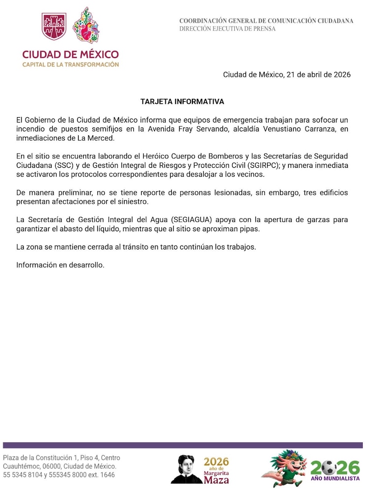 Tarjeta informativa incendio