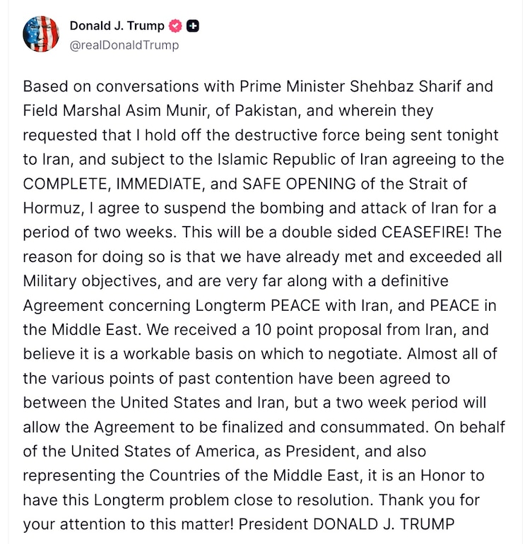 Publicación de Donald Trump 7 de abril