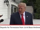 Donald Trump habla con reporteros desde la Base Conjunta Andrews, en Maryland.