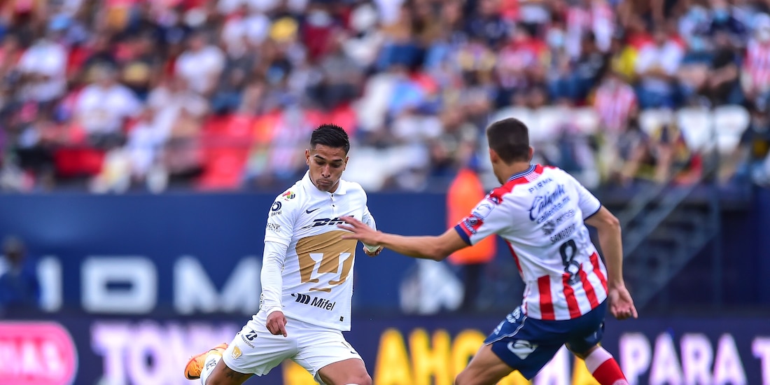 Una acción del Atlético de San Luis vs Pumas durante el partido de Jornada 15 del Clausura 2022 de la Liga MX.