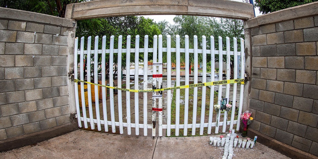 El portal del plantel donde ocurrió el ataque con saldo de una persona muerta y cuatro lesionadas en Torreón, Coahuila