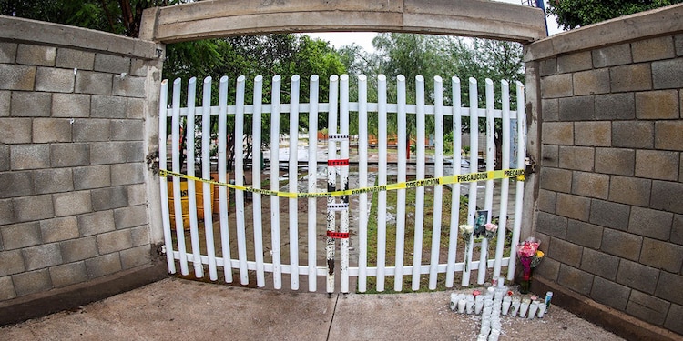 El portal del plantel donde ocurrió el ataque con saldo de una persona muerta y cuatro lesionadas en Torreón, Coahuila