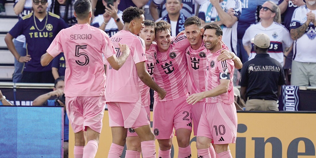 Futbolistas del Inter Miami celebran en la final de MLS Cup, el 6 de diciembre.