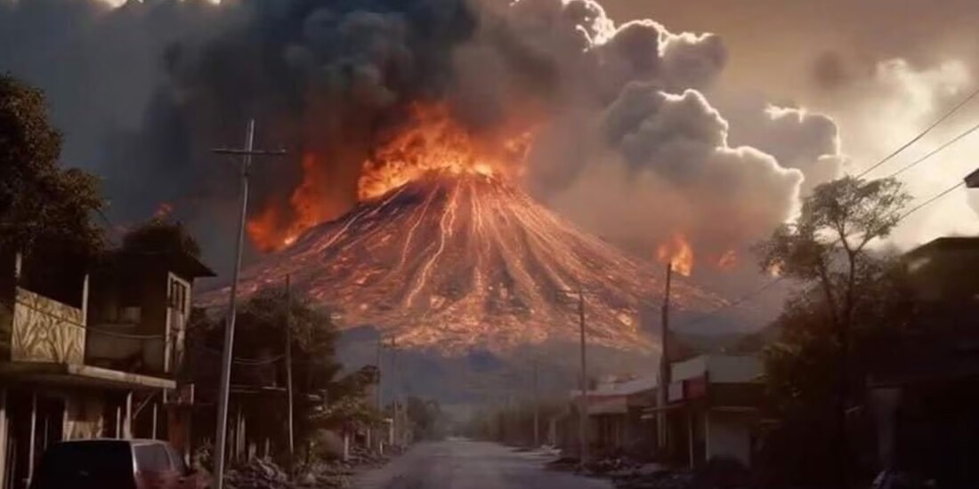 Según ChatGPT, así se vería el Popocatépetl haciendo erupción.