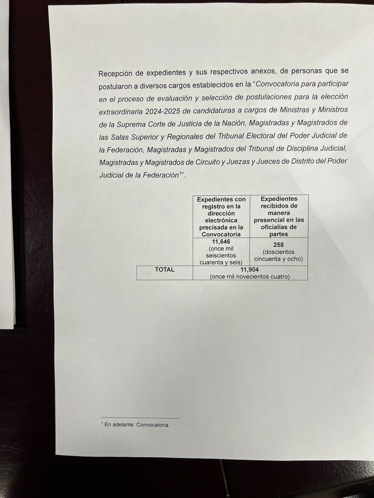 11 mil 904 personas que se registraron para tomar parte en la elección de jueces, magistrados y ministros