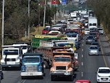 Una fotografía ilustrativa de un bloqueo en la carretera México-Toluca.