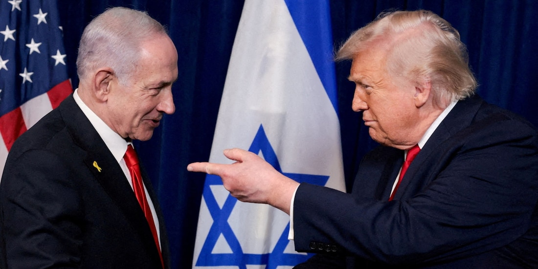 Donald Trump señala con el dedo al primer ministro de Israel, Benjamin Netanyahu, el 29 de diciembre de 2025.