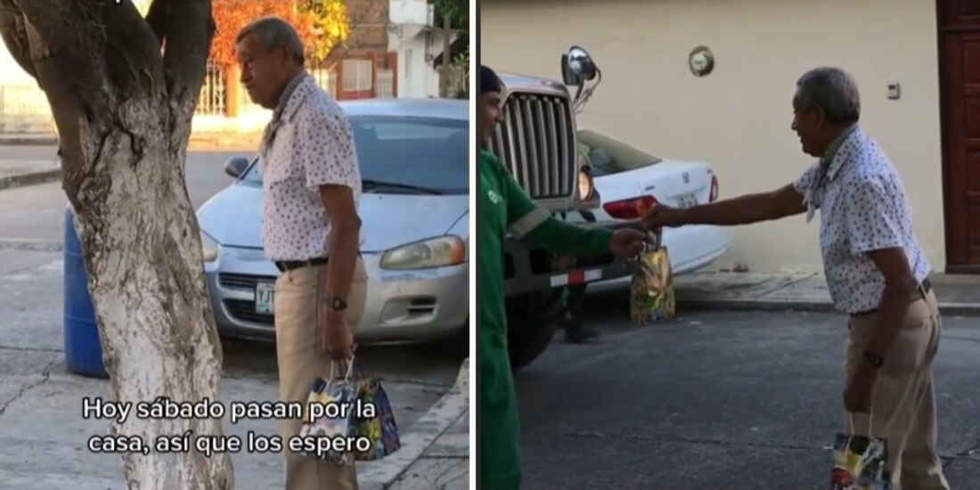 Abuelo da regalos a los recolectores de basura y les alegra el día