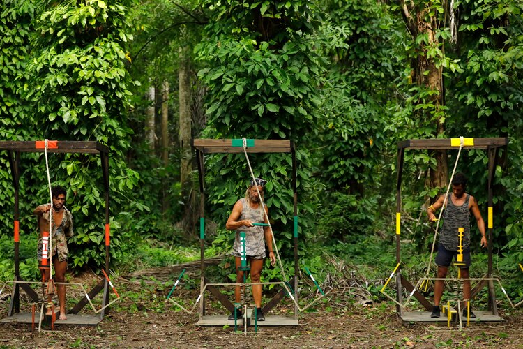 Gabo Cuevas, Javier Ceriani y Julián Huergo en el duelo de la extinción de Survivor México 2022