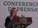 Nadine Gasman Zylbermann, presidenta del Instituto Nacional de las Mujeres (Inmujeres), durante la conferencia matutina en Palacio Nacional de este miércoles 3 de noviembre