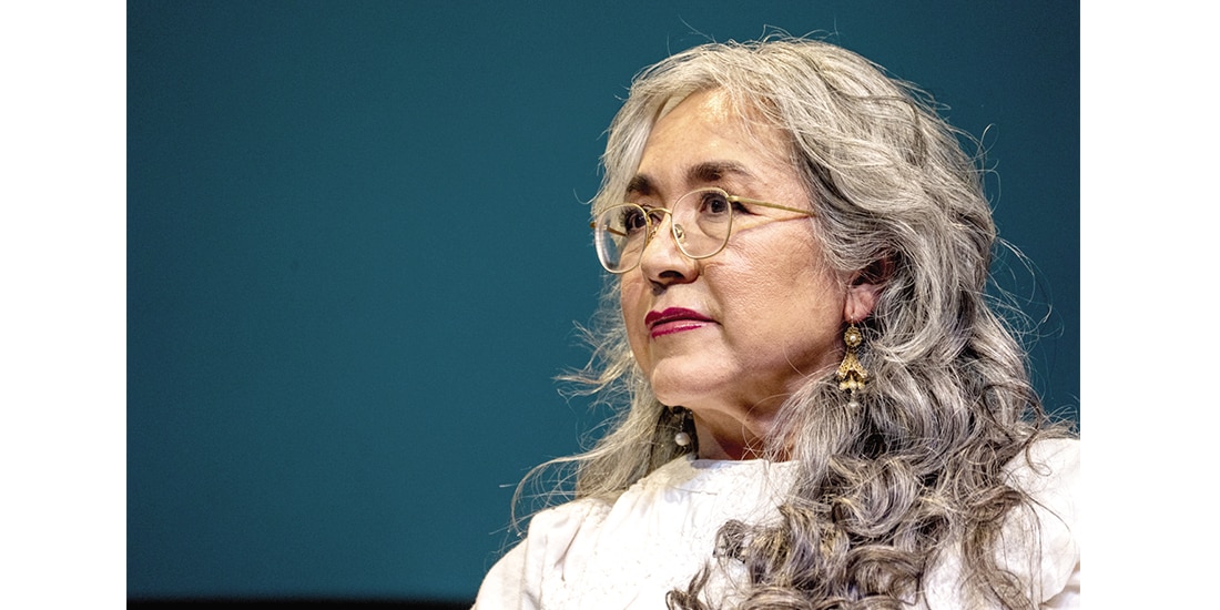 La autora, ayer, en la Sala Miguel Covarrubias del CCU de la UNAM.