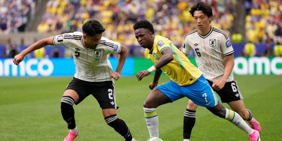 Vinícius Jr. en una jugada del partido ante Japón.