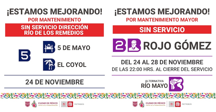 Cierre de estaciones del Metrobús